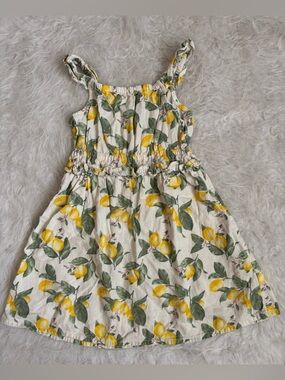 Old Navy Cream Linen Blend Sundress with Yellow Lemon Print